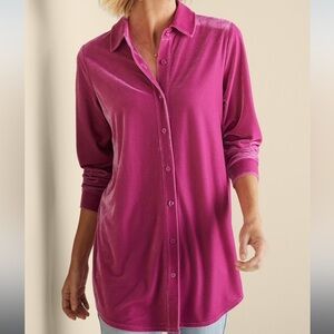 Soft Surroundings Velvet Boyfriend Tunic Shirt